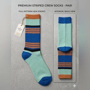 Men's Striped Blue and Brown Socks